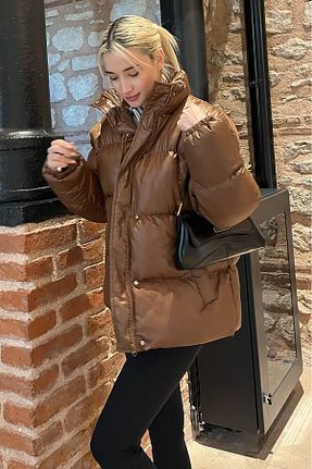 کاپشن قهوه ای زنانه اورسایز Madmext - کد 469236064