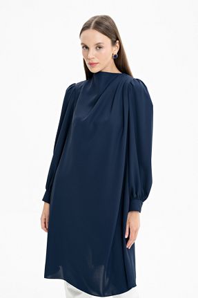 تونیک حجاب سرمه ای زنانه پلی استر Aker - کد 804329977