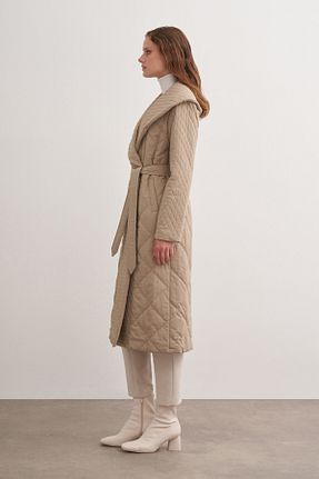 کاپشن حجاب قهوه ای زنانه پلی استر Aker - کد 849095781