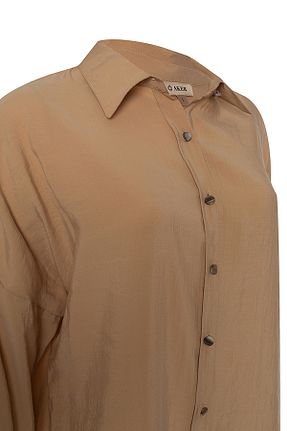 تونیک حجاب بژ زنانه بافتنی Aker - کد 833476731