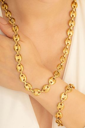 گردنبند استیل ( فولاد ) طلائی زنانه استیل (فولاد) vogutima - کد 874073953