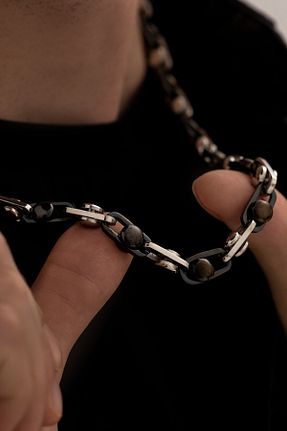 گردنبند استیل ( فولاد ) مشکی زنانه استیل (فولاد) vogutima - کد 874073775