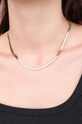 گردنبند استیل ( فولاد ) زرد زنانه استیل (فولاد) ZAVİRA - کد 874078254