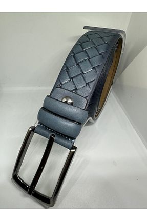 کمربند آبی مردانه چرم خالص Yurtsever - کد 872989553