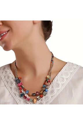 گردنبند جواهر رنگی زنانه منجق Store - کد 874091988