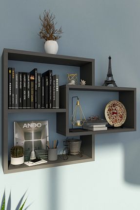 قفسه دیواری طوسی 80 سانتی متر İda Wooden - کد 874098387