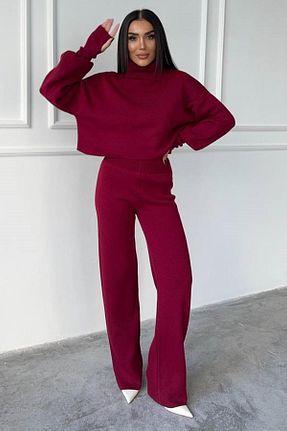 ست بالاتنه و پائین تنه زرشکی زنانه تریکو WOMAN VISION - کد 864234346