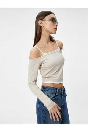 تیشرت قهوه ای زنانه اسلیم فیت Koton - کد 814101922