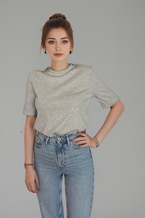 تیشرت طوسی زنانه Straight poupee - کد 830115618