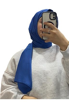 روسری آبی کرپ ساتن ابریشم LOSYANA - کد 874339322
