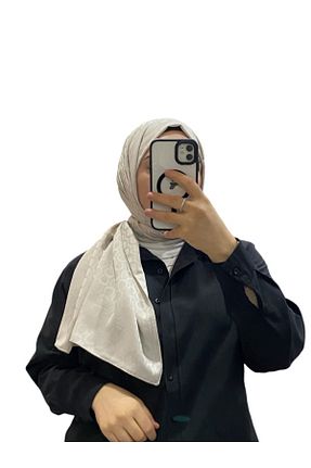 روسری بژ کرپ ساتن ابریشم LOSYANA - کد 874153901