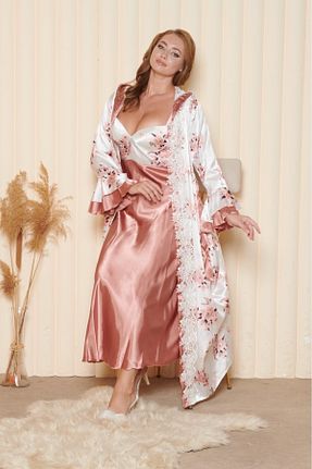 کیمونو و کافتان قهوه ای زنانه بافت Limas lingerie - کد 874167591