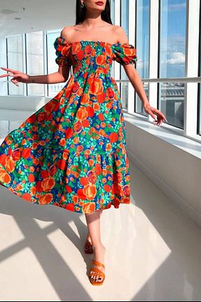 لباس قرمز زنانه بافتنی XXL BUTİK - کد 874188319