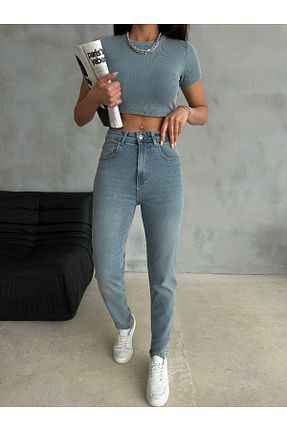 شلوار جین طوسی زنانه پاچه تنگ XXL BUTİK - کد 874188340