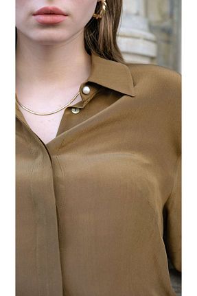 پیراهن خاکی زنانه رگولار İPEKLİ COUTURE - کد 874234695