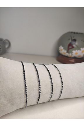 دستبند جواهر مشکی زنانه زیرکن stainless steel - کد 874242138