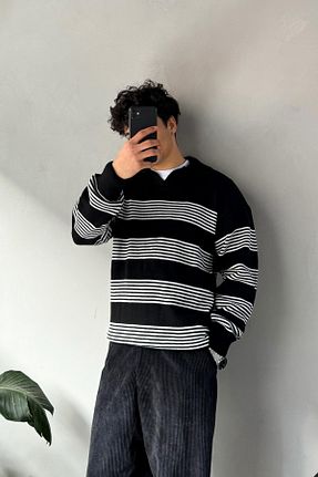 پلیور مشکی مردانه اورسایز Flaw Wear - کد 874353692