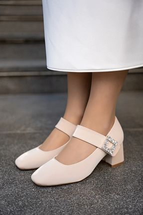 کفش پاشنه بلند کلاسیک نباتی زنانه چرم مصنوعی LAMİNTA - کد 874367819