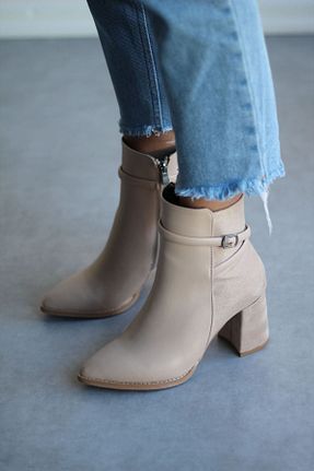 بوت / نیم بوت قهوه ای زنانه چرم مصنوعی Mida Shoes - کد 53601565
