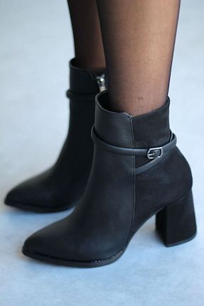 بوت / نیم بوت مشکی زنانه چرم مصنوعی Mida Shoes - کد 53601406