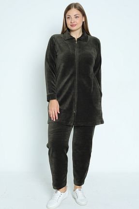 ست بالاتنه و پائین تنه سایز بزرگ خاکی زنانه فاق نرمال İntensive - کد 874383081