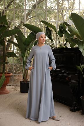 کلاه و ابایا طوسی زنانه پنبه ای Nissra - کد 872975627