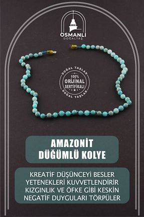 گردنبند جواهر فیروزه ای زنانه سنگ OSMANLI DOĞAL TAŞ - کد 326614597