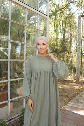 لباس حجاب سبز زنانه اورسایز Nissra - کد 870221388