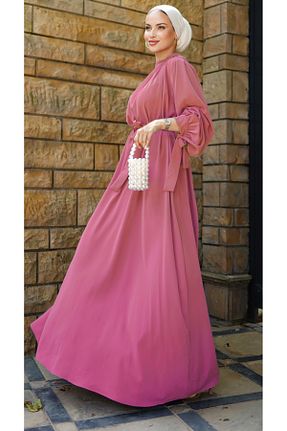 لباس حجاب صورتی زنانه اورسایز Nissra - کد 816437210
