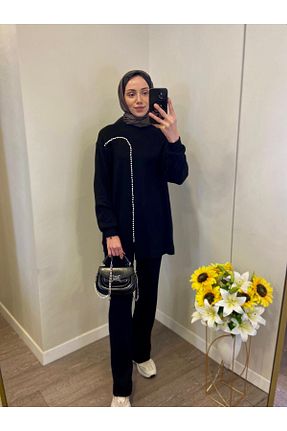 ست بالاتنه و پائین تنه حجاب مشکی زنانه رگولار Levidor - کد 874601974