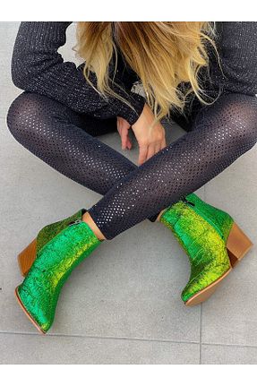 بوت / نیم بوت سبز زنانه چرم مصنوعی irmona - کد 874611136