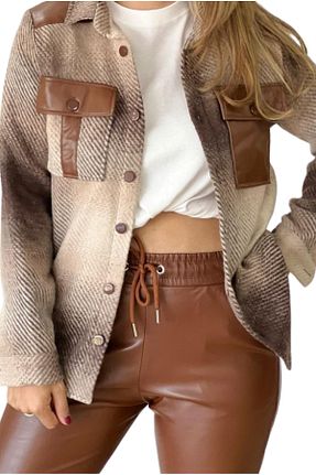 پیراهن قهوه ای زنانه اورسایز Cassime - کد 874614993