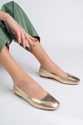 بابت طلائی زنانه چرم خالص Deripabuc - کد 874599633