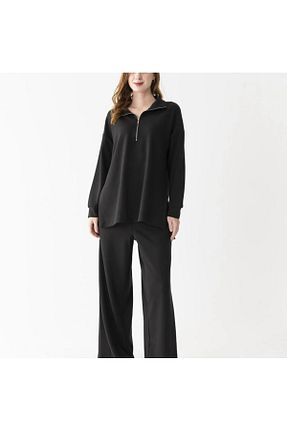 ست بالاتنه و پائین تنه مشکی زنانه بافت DragonFly Moda - کد 874622313