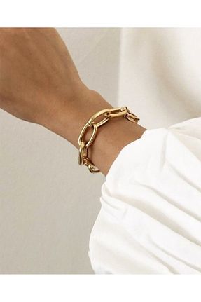 دستبند استیل (فولاد) طلائی زنانه استیل (فولاد) LUXURY JEWELRY - کد 874627446