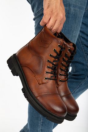 بوت / نیم بوت قهوه ای مردانه چرم مصنوعی BY ERG SHOES - کد 874627593