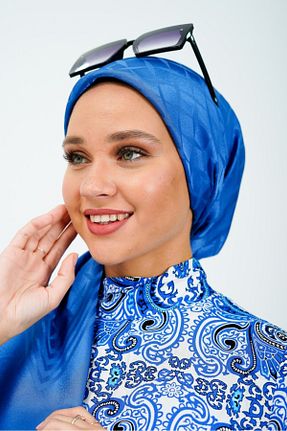 روسری آبی پنبه پلی استر lamella - کد 874733967