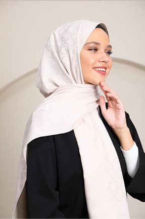 روسری بژ پنبه پلی استر lamella - کد 874733840
