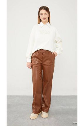 شلوار حجاب قهوه ای چرم مصنوعی MODA - کد 874752523