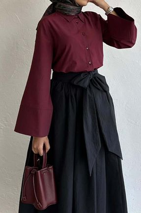 پیراهن زرشکی زنانه رگولار Moca - کد 874755079