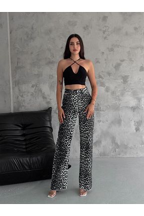 شلوار جین مشکی زنانه پاچه پهن Aida Fashion - کد 874787858