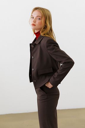 کت قهوه ای زنانه رگولار urban focus - کد 874792612