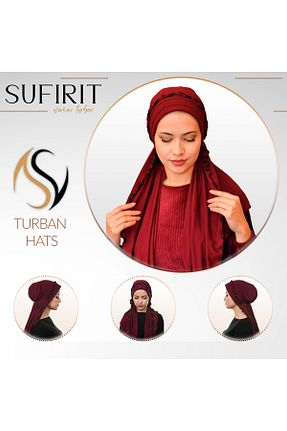 روسری زرشکی پلی استر Sufirit - کد 874799592