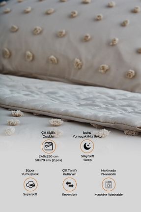 روتختی دونفره بژ پنبه ای Evlen Home Collection - کد 785195761