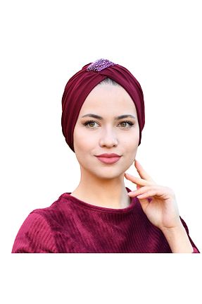 روسری زرشکی پلی استر Sufirit - کد 874796022