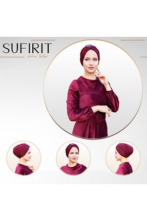 روسری زرشکی پلی استر Sufirit - کد 874796022