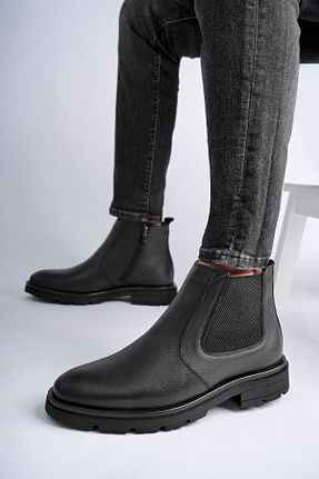 بوت / نیم بوت مشکی مردانه چرم خالص Deripabuc - کد 865413708