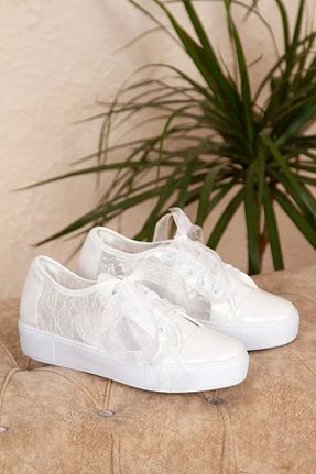 کفش اسنیکر سفید زنانه بند دار mermaid shoes - کد 648997257
