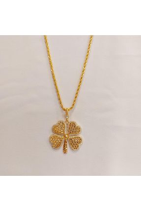 گردنبند جواهر زرد زنانه روکش طلا Zarifgoldimitasyon - کد 856363326