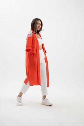 کیمونو و کافتان نارنجی زنانه پلی استر TUA MODA - کد 869396153